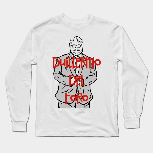 Guillermo Del Toro portrait Long Sleeve T-Shirt by Youre-So-Punny